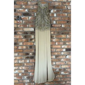 Juliet Women's Cream Formal Dress With Embellished Silver & Gold Sequin Large